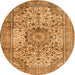 Machine Washable Medallion Orange Traditional Area Rugs, wshtr2653org