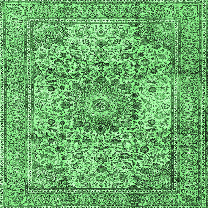 Square Medallion Emerald Green Traditional Rug, tr2653emgrn