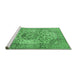 Sideview of Machine Washable Medallion Emerald Green Traditional Area Rugs, wshtr2653emgrn