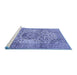 Sideview of Machine Washable Medallion Blue Traditional Rug, wshtr2653blu