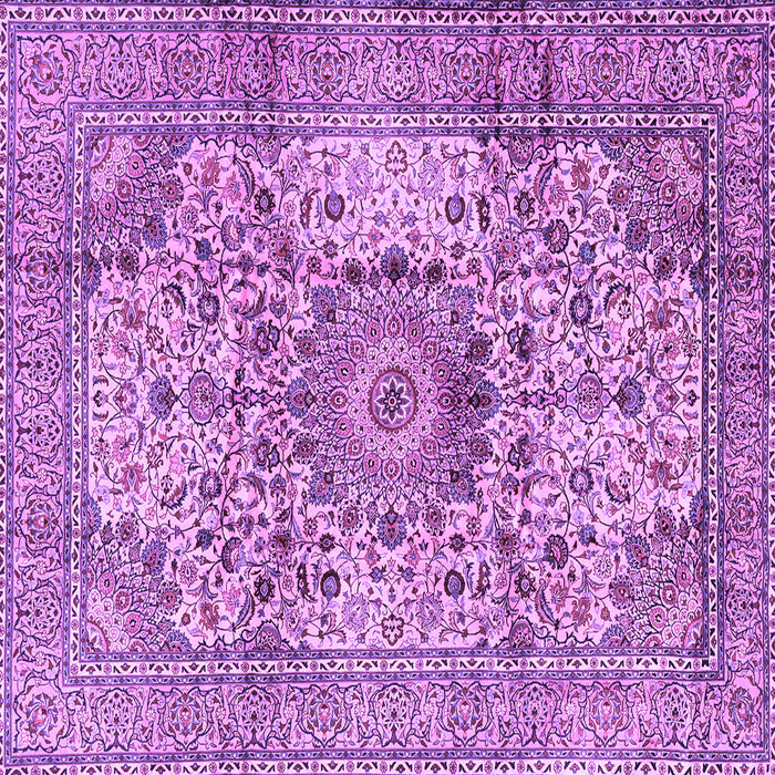 Square Machine Washable Medallion Purple Traditional Area Rugs, wshtr2653pur