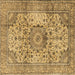 Square Machine Washable Medallion Brown Traditional Rug, wshtr2653brn