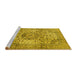 Sideview of Machine Washable Medallion Yellow Traditional Rug, wshtr2653yw