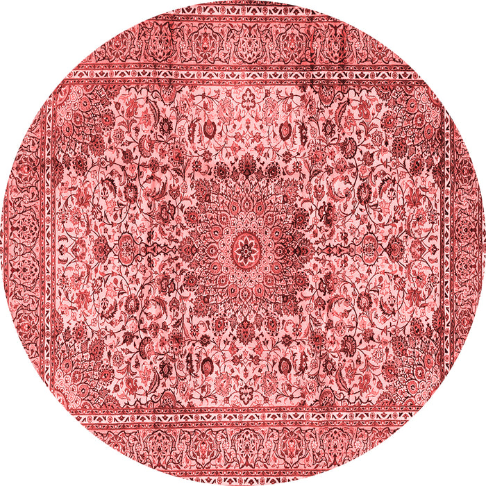 Machine Washable Medallion Red Traditional Rug, wshtr2653red