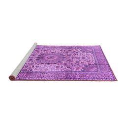 Sideview of Machine Washable Medallion Purple Traditional Area Rugs, wshtr2653pur