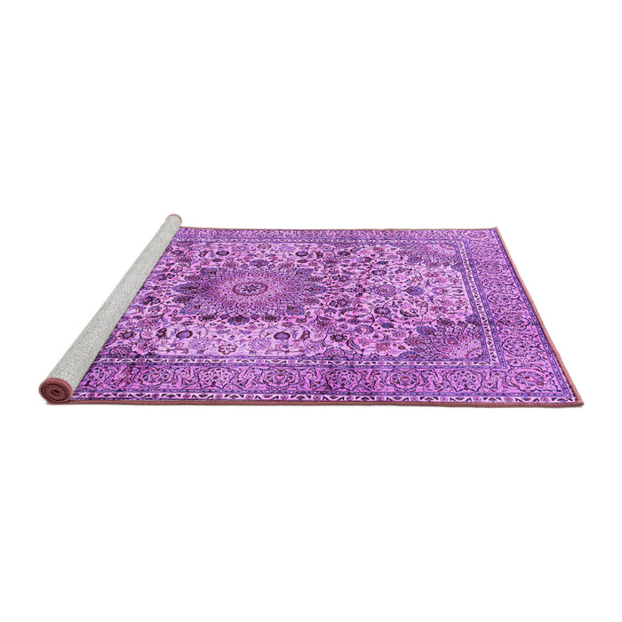 Sideview of Machine Washable Medallion Purple Traditional Area Rugs, wshtr2653pur
