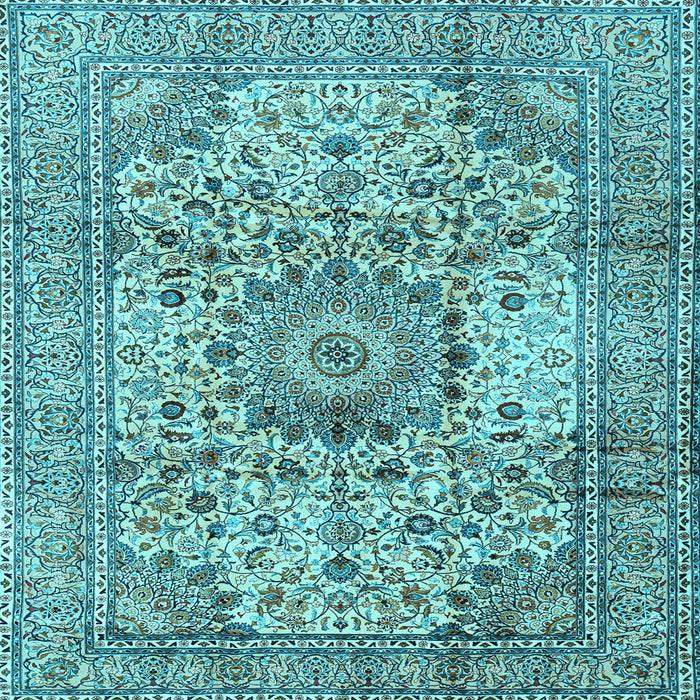 Square Medallion Light Blue Traditional Rug, tr2653lblu