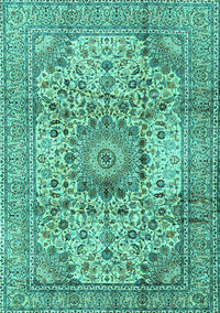 Medallion Turquoise Traditional Rug, tr2653turq