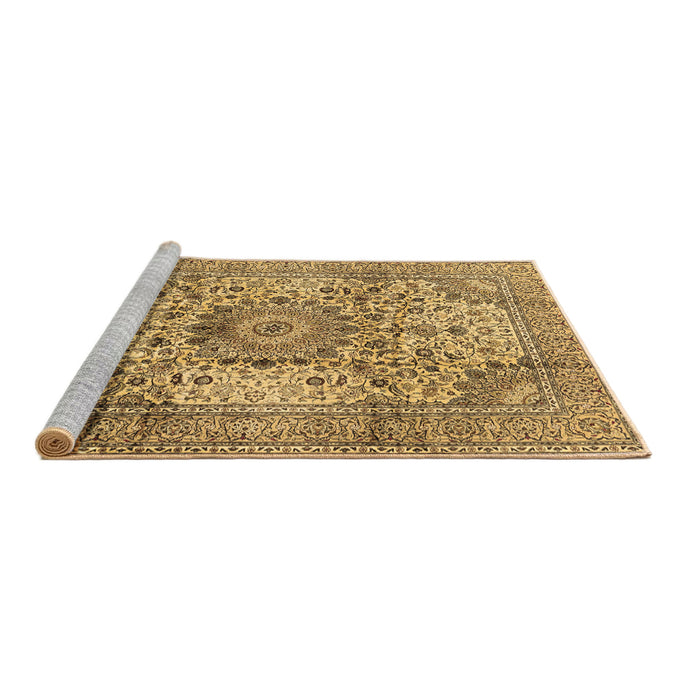 Sideview of Machine Washable Medallion Brown Traditional Rug, wshtr2653brn