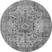 Machine Washable Medallion Gray Traditional Rug, wshtr2653gry