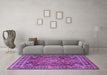 Machine Washable Medallion Purple Traditional Area Rugs in a Living Room, wshtr2654pur