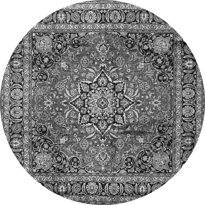 Machine Washable Medallion Gray Traditional Rug, wshtr2654gry