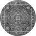 Machine Washable Medallion Gray Traditional Rug, wshtr2654gry