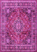 Machine Washable Medallion Pink Traditional Rug, wshtr2654pnk