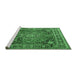 Sideview of Machine Washable Medallion Emerald Green Traditional Area Rugs, wshtr2654emgrn