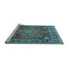 Sideview of Machine Washable Medallion Light Blue Traditional Rug, wshtr2654lblu