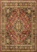 Machine Washable Medallion Brown Traditional Rug, wshtr2654brn