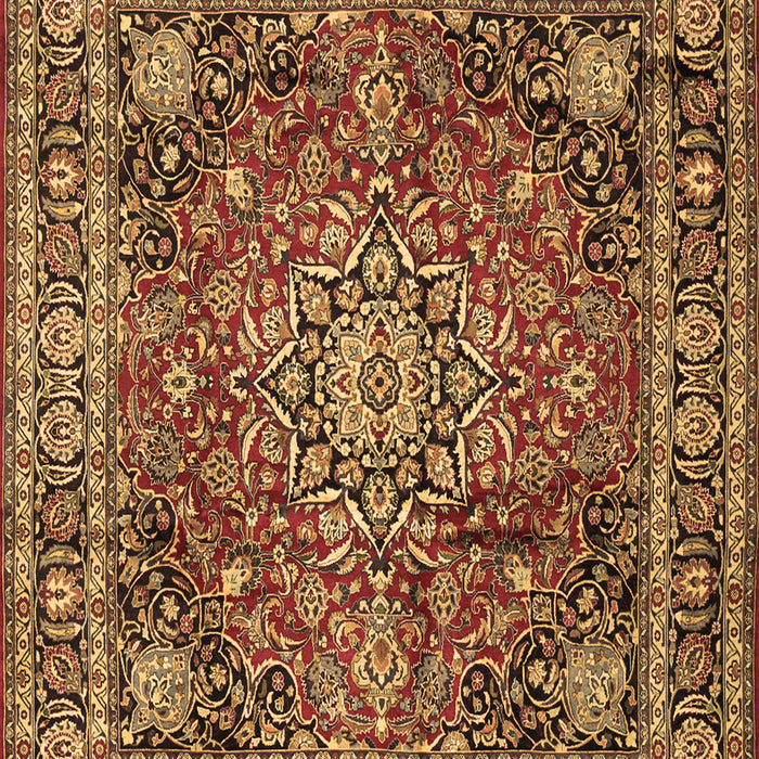 Machine Washable Medallion Brown Traditional Rug, wshtr2654brn
