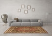 Machine Washable Medallion Brown Traditional Rug in a Living Room,, wshtr2654brn