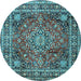 Round Medallion Light Blue Traditional Rug, tr2654lblu