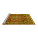 Sideview of Machine Washable Medallion Yellow Traditional Rug, wshtr2654yw