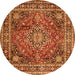 Square Medallion Orange Traditional Rug, tr2654org