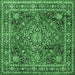 Square Machine Washable Medallion Emerald Green Traditional Area Rugs, wshtr2654emgrn