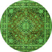 Square Medallion Green Traditional Rug, tr2654grn