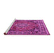 Sideview of Machine Washable Medallion Pink Traditional Rug, wshtr2654pnk