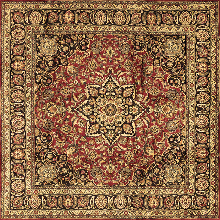 Square Medallion Brown Traditional Rug, tr2654brn
