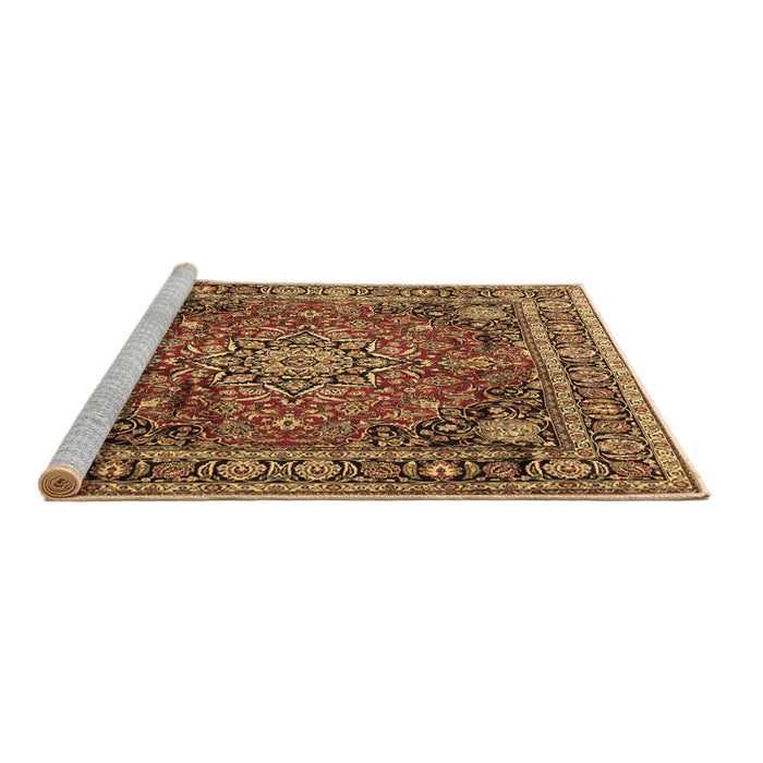 Sideview of Machine Washable Medallion Brown Traditional Rug, wshtr2654brn