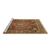 Sideview of Machine Washable Medallion Brown Traditional Rug, wshtr2654brn