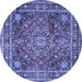 Round Medallion Blue Traditional Rug, tr2654blu