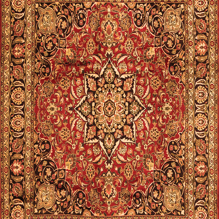 Serging Thickness of Machine Washable Medallion Orange Traditional Area Rugs, wshtr2654org