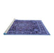 Sideview of Machine Washable Medallion Blue Traditional Rug, wshtr2654blu