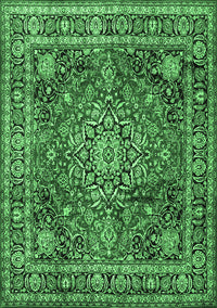 Medallion Emerald Green Traditional Rug, tr2654emgrn