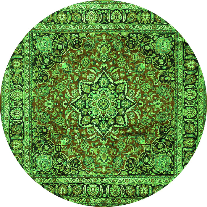Machine Washable Medallion Green Traditional Area Rugs, wshtr2654grn