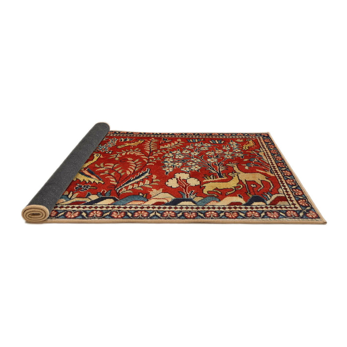 Sideview of Traditional Orange Brown Animal Rug, tr2655