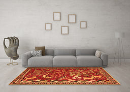 Machine Washable Animal Orange Traditional Area Rugs in a Living Room, wshtr2655org