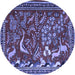 Round Machine Washable Animal Blue Traditional Rug, wshtr2655blu