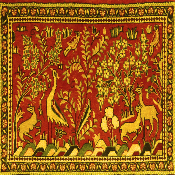 Square Animal Yellow Traditional Rug, tr2655yw