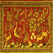 Square Animal Yellow Traditional Rug, tr2655yw