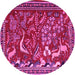 Round Animal Pink Traditional Rug, tr2655pnk