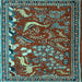 Square Machine Washable Animal Light Blue Traditional Rug, wshtr2655lblu