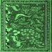 Square Animal Emerald Green Traditional Rug, tr2655emgrn