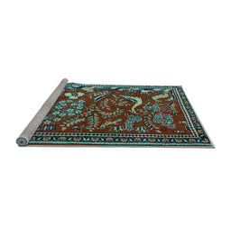Sideview of Machine Washable Animal Light Blue Traditional Rug, wshtr2655lblu
