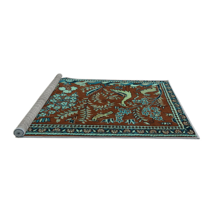 Sideview of Machine Washable Animal Light Blue Traditional Rug, wshtr2655lblu