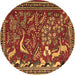 Round Animal Brown Traditional Rug, tr2655brn