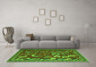 Machine Washable Animal Green Traditional Area Rugs in a Living Room,, wshtr2655grn