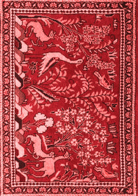 Animal Red Traditional Rug, tr2655red